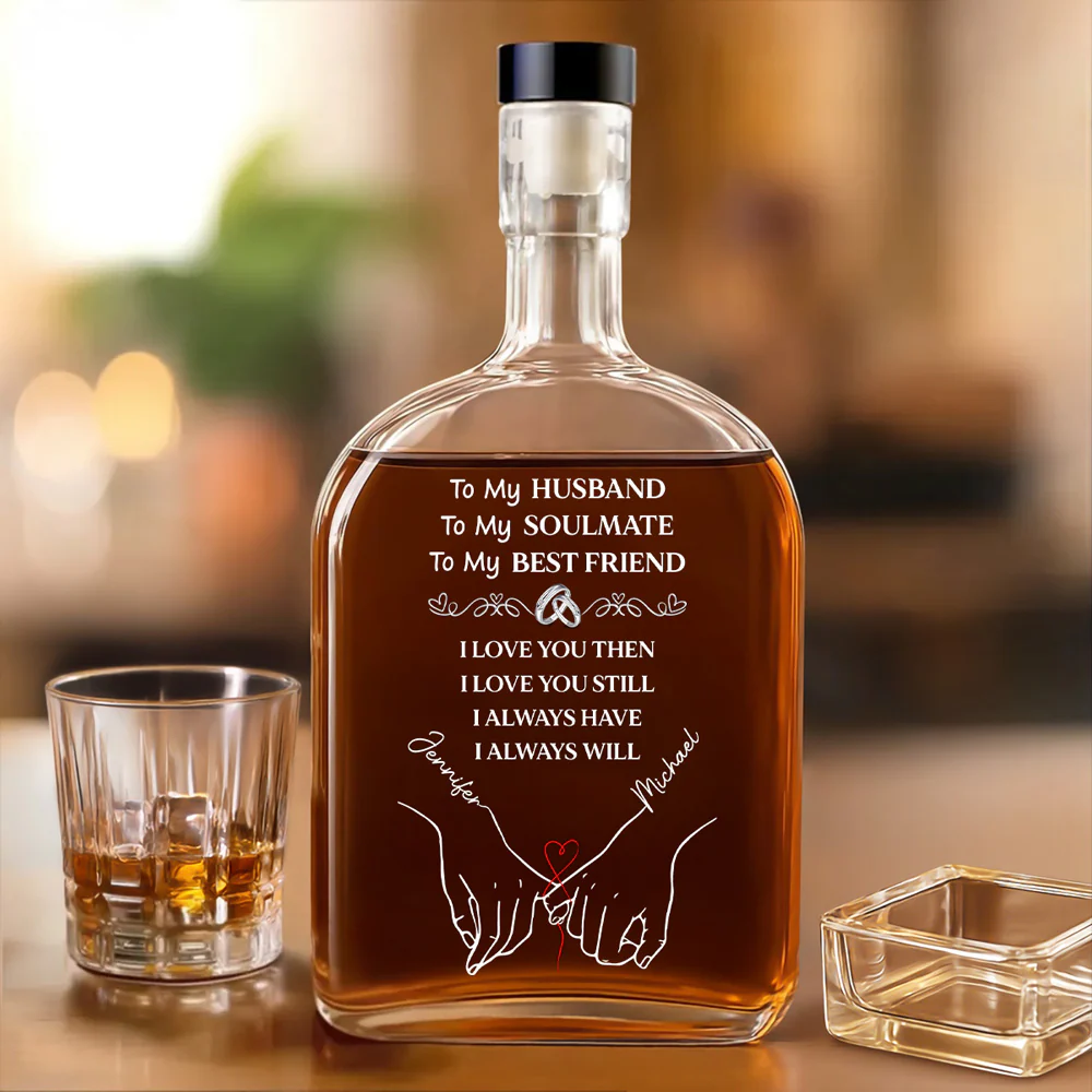To My Husband Soulmate Best Friend - Personalized Custom Spirits Decanter