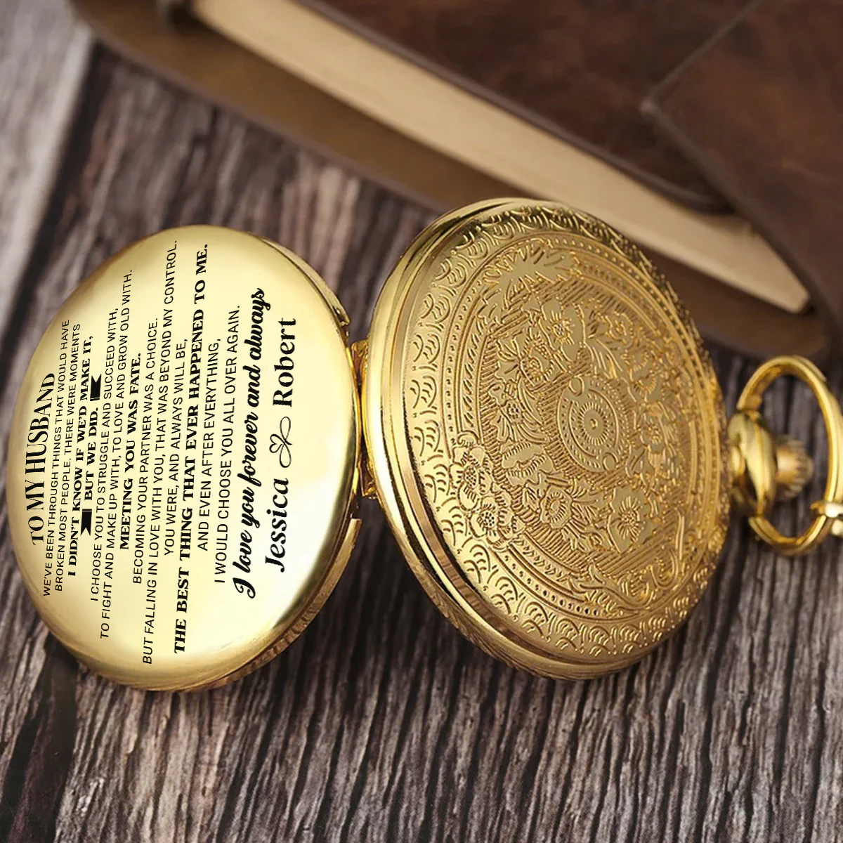 To My Man - Personalized Custom Print Pocket Watch - Image 3