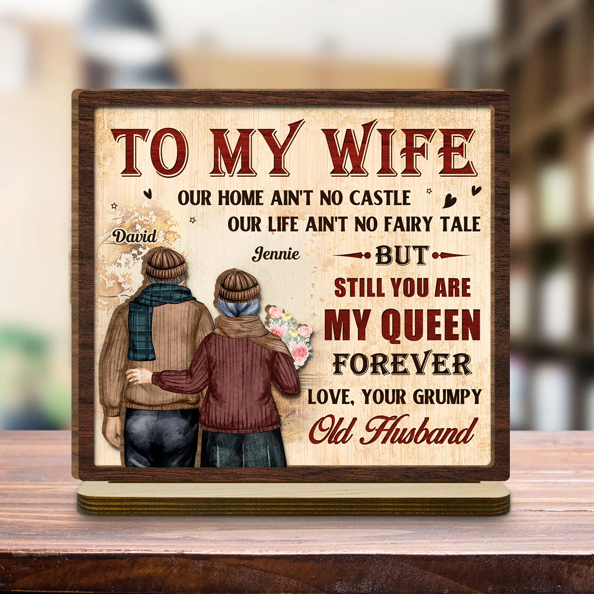 To My Queen - Personalized Custom 2-Layer Wood Plaque With Flat Base - Image 4