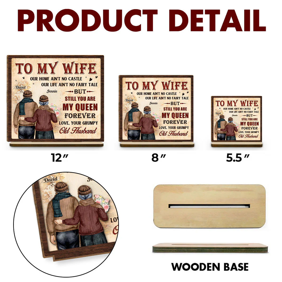 To My Queen - Personalized Custom 2-Layer Wood Plaque With Flat Base - Image 6