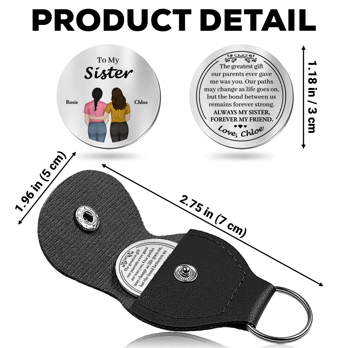 To My Sister - Personalized Custom Pocket Hug - Image 5