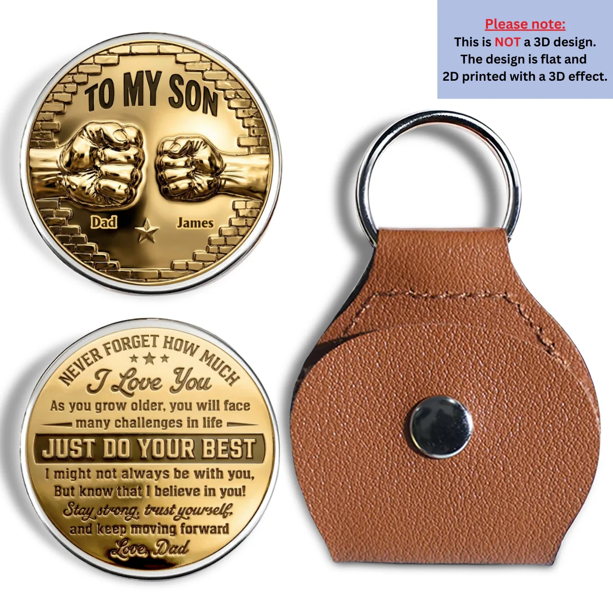 To My Son I Believe In You Gold - Personalized Custom Pocket Hug - Image 6