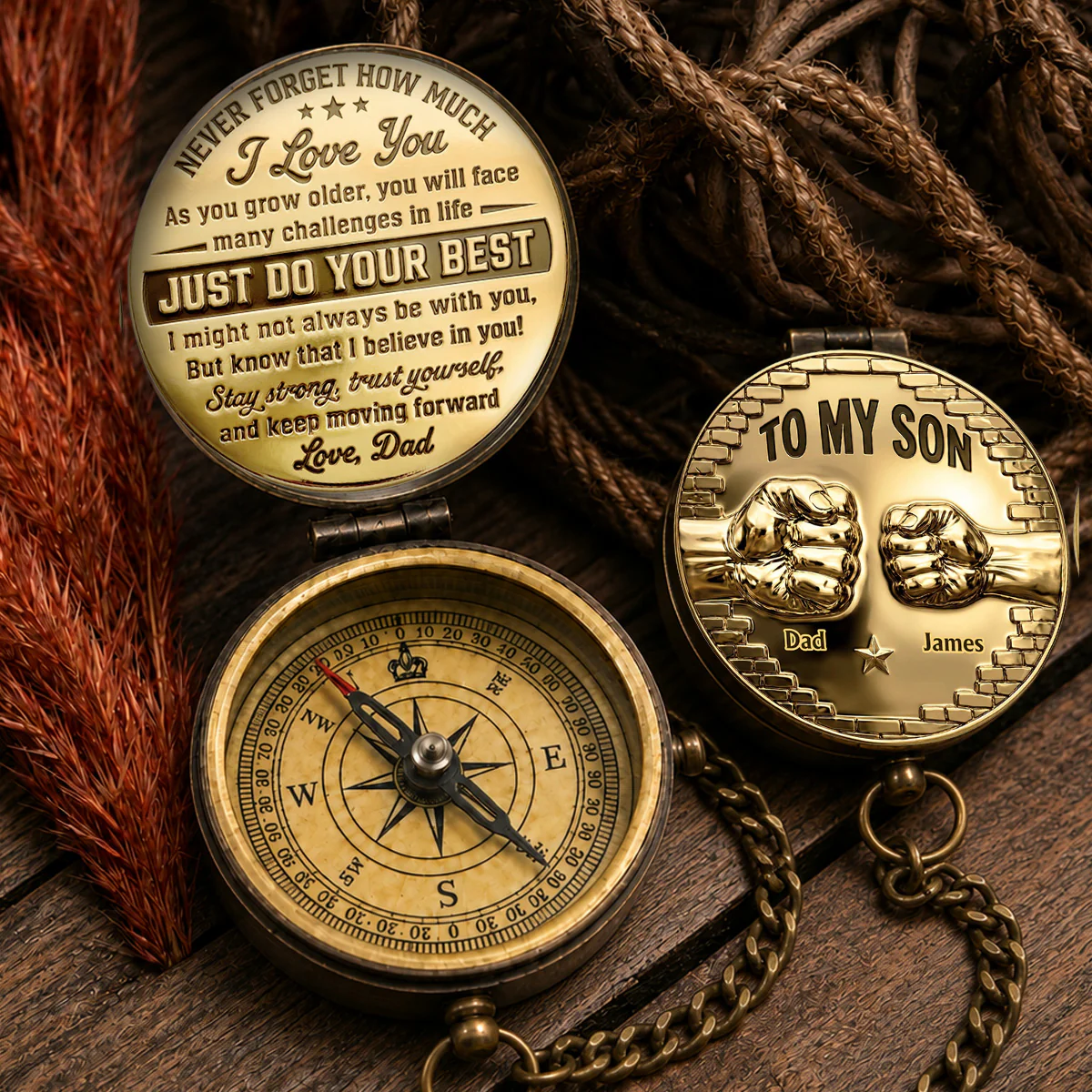 To My Son I Believe In You - Personalized Custom Pocket Compass - Image 3