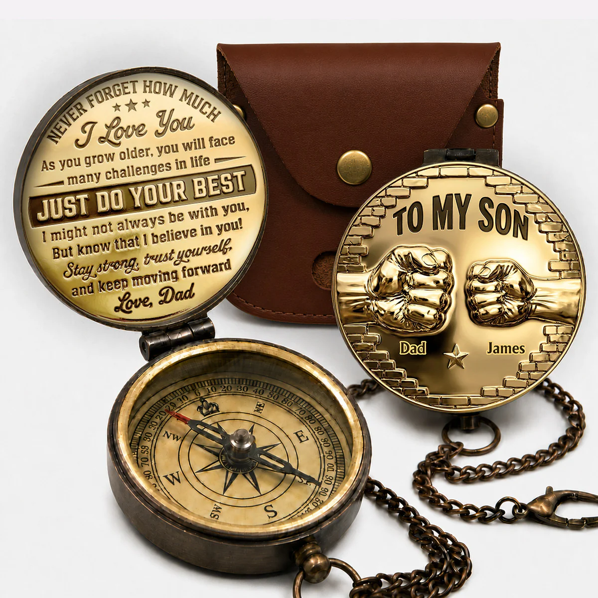 To My Son I Believe In You - Personalized Custom Pocket Compass - Image 4