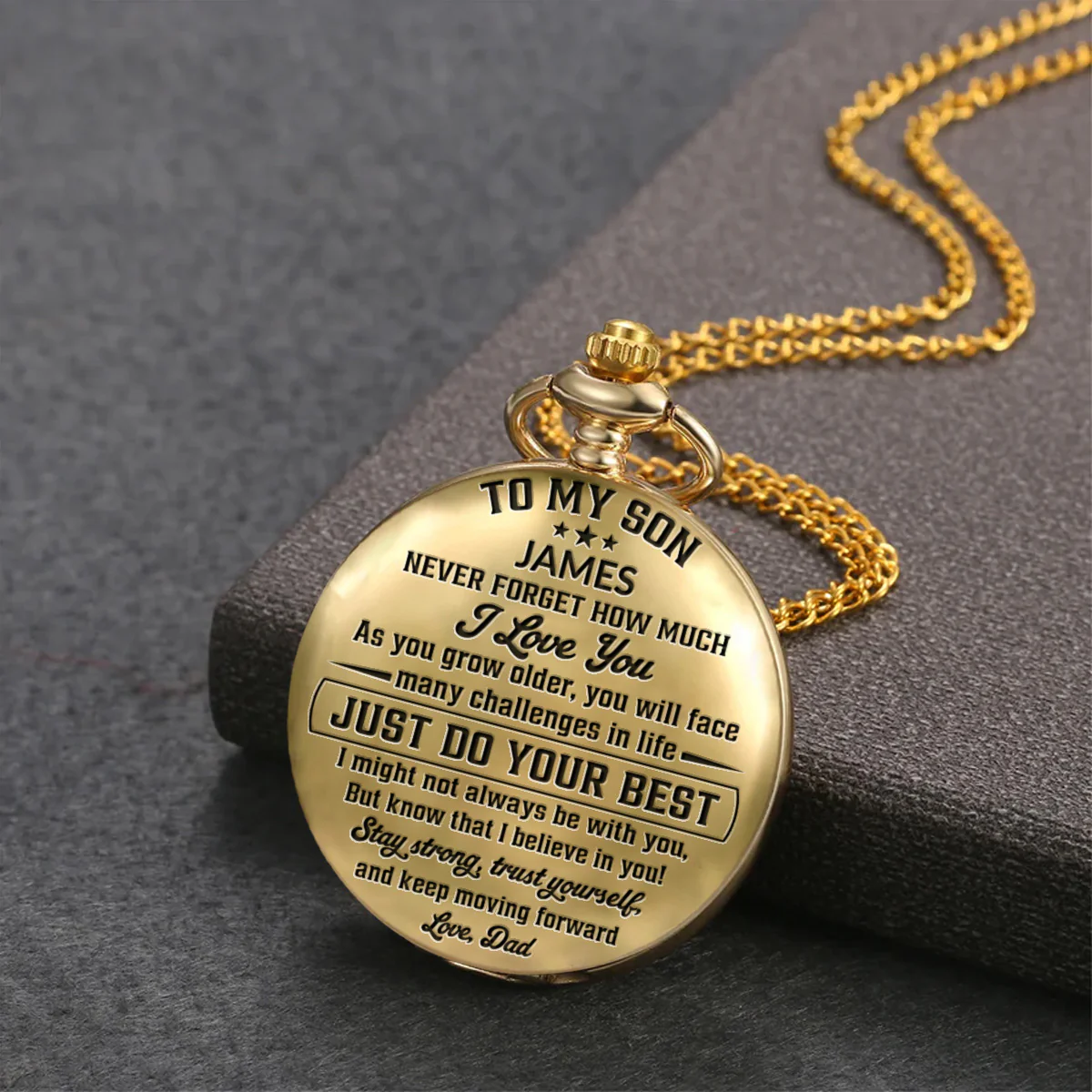 To My Son I Believe In You - Personalized Custom Pocket Watch - Image 4