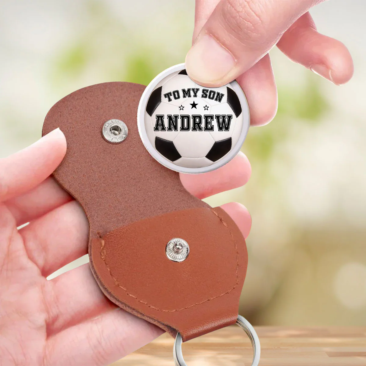 To My Son Soccer Ball - Personalized Custom Pocket Hug - Image 3
