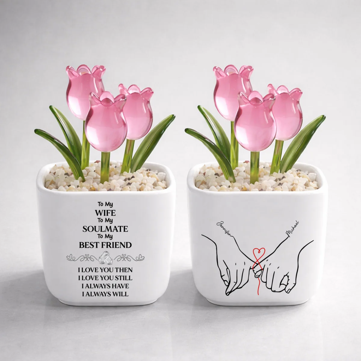 To My Wife Soulmate Best Friend - Personalized Custom Glass Everlasting Tulips - Image 8