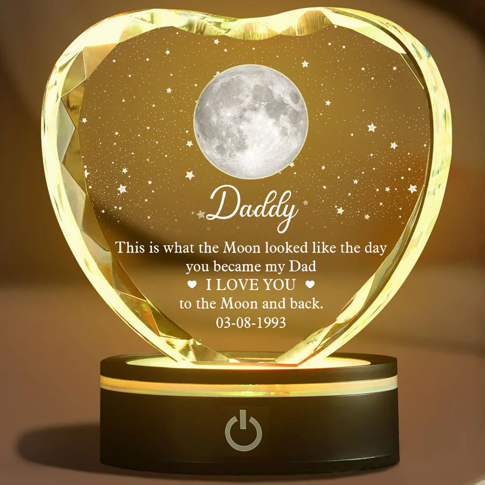 To The Moon And Back - Personalized Custom Crystal Led Light