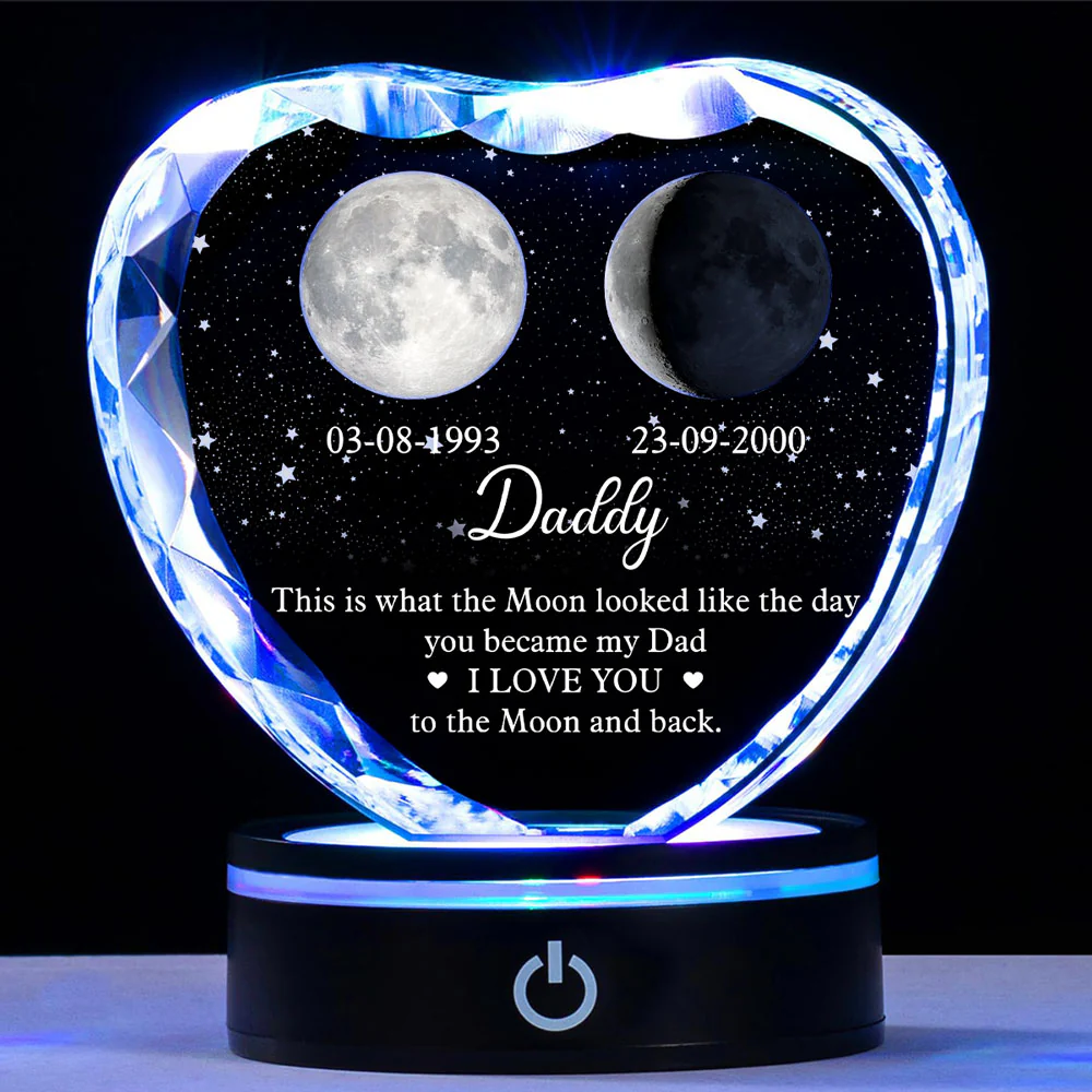 To The Moon And Back - Personalized Custom Crystal Led Light - Image 2