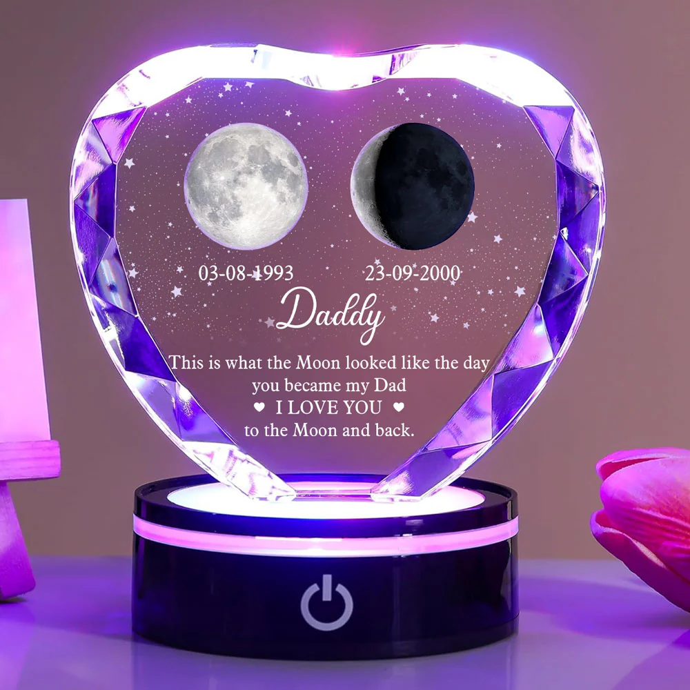 To The Moon And Back - Personalized Custom Crystal Led Light - Image 5
