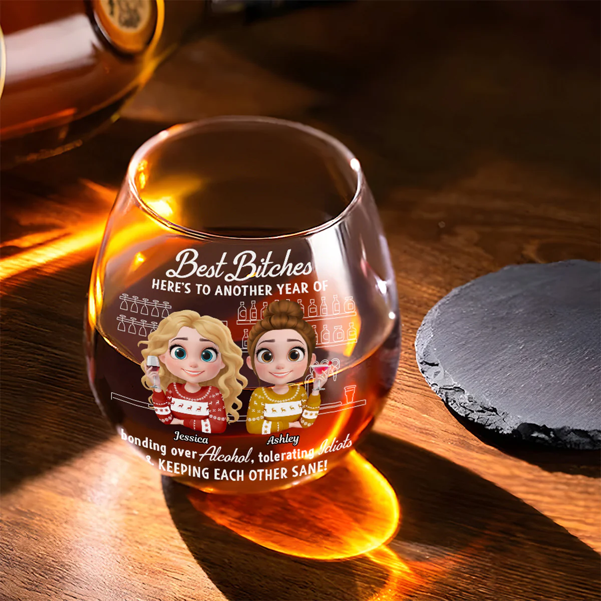 Together Through Every Little Thing - Personalized Custom Wine Glass - Image 4