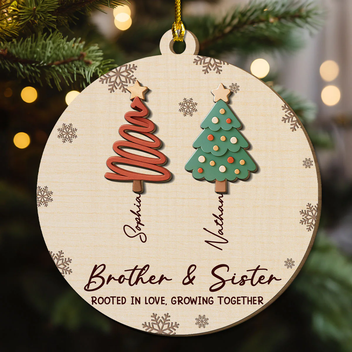 Together We Grow Through Life - Personalized Custom 2-layered Wood Ornament - Image 2