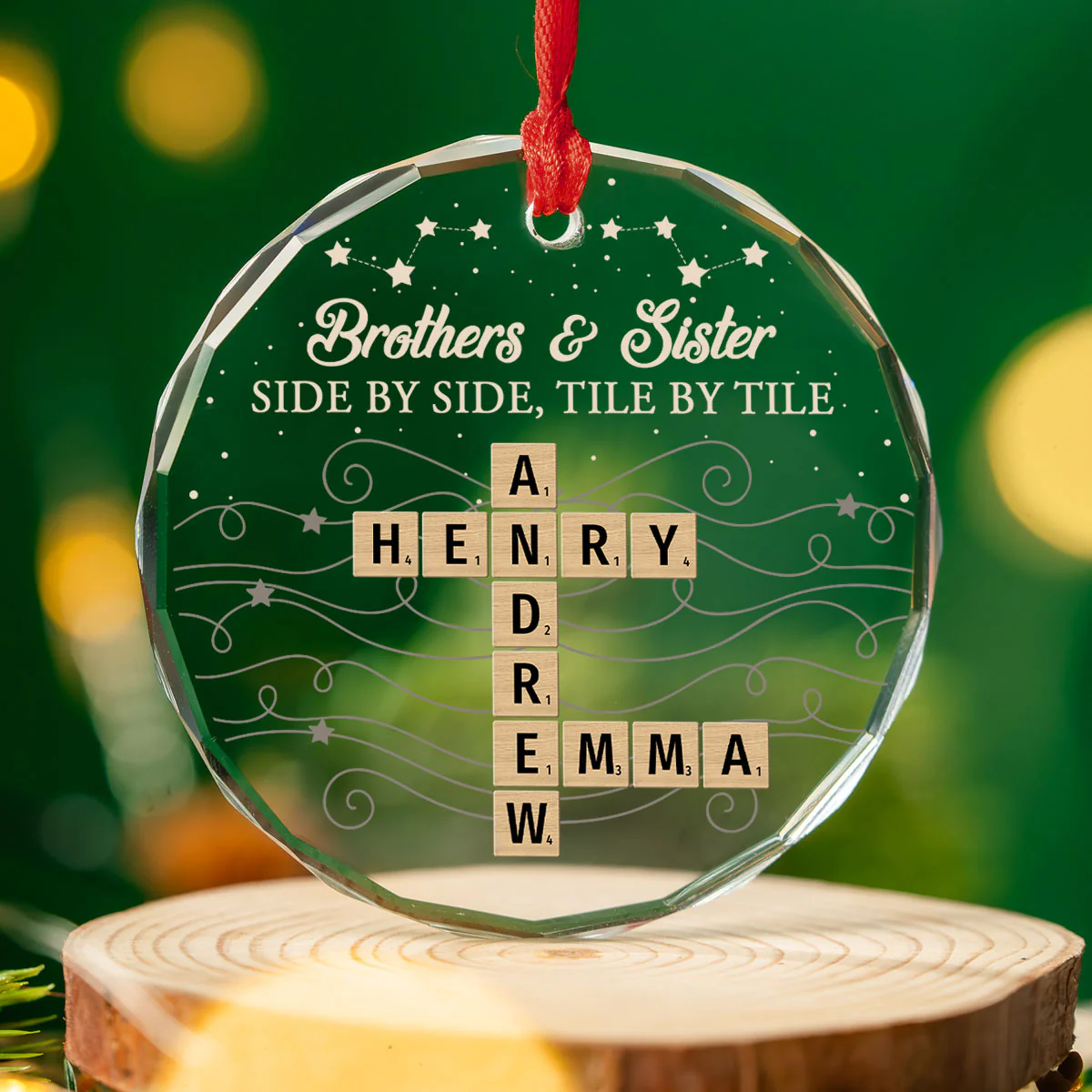 Together We Spell Out Love - Personalized Custom Glass Ornament - Image 2