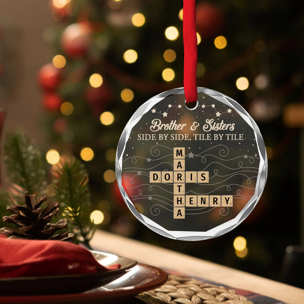 Together We Spell Out Love - Personalized Custom Glass Ornament - Image 4