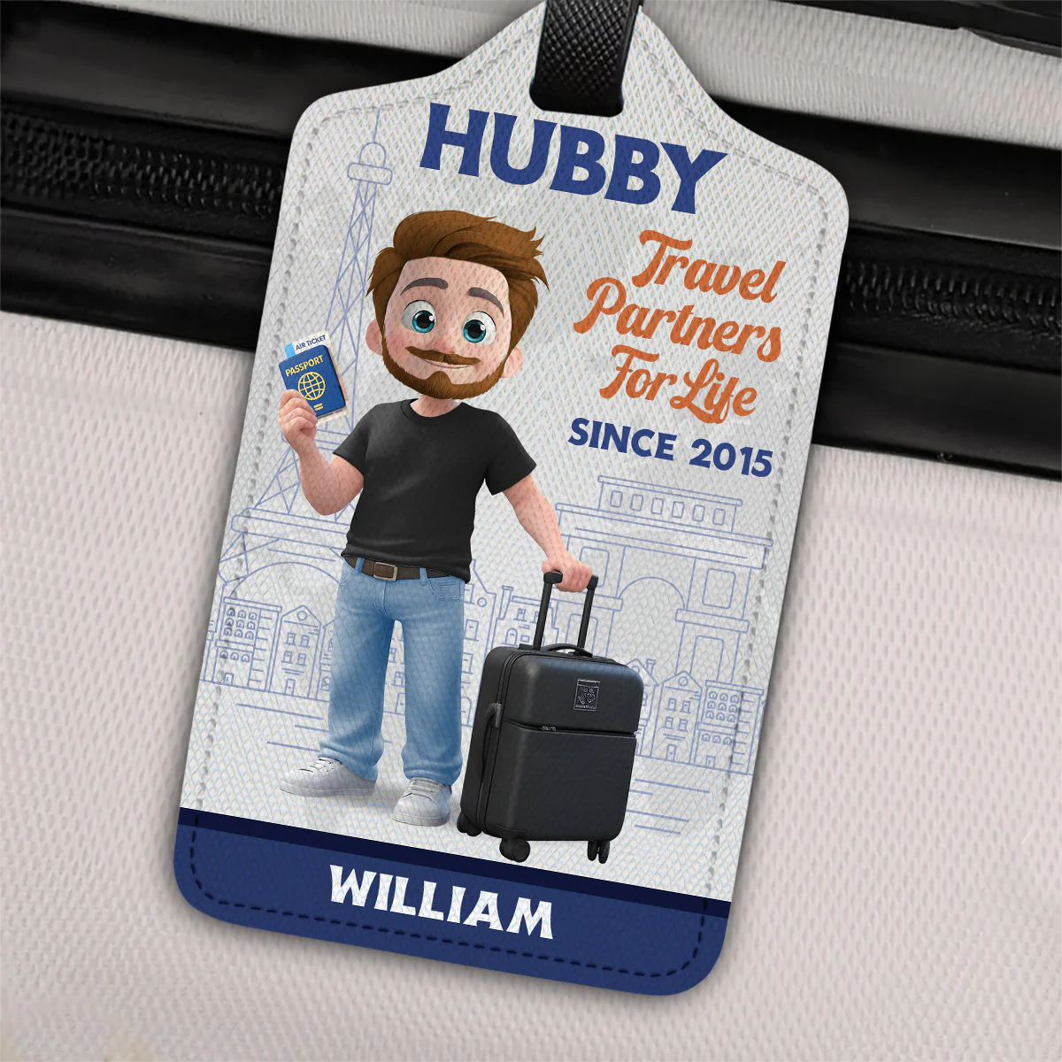 Traveling Couple Cartoonize - Personalized Custom Luggage Tag - Image 4