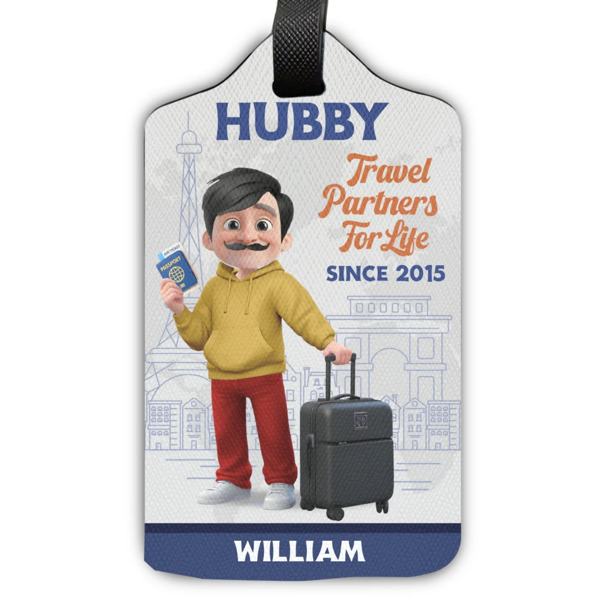 Traveling Couple Cartoonize - Personalized Custom Luggage Tag - Image 7