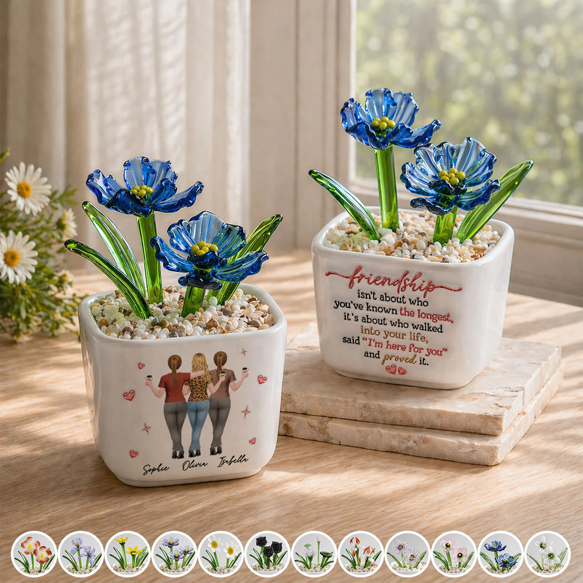 True Friendship - Personalized Custom Glass Birth Month Flower