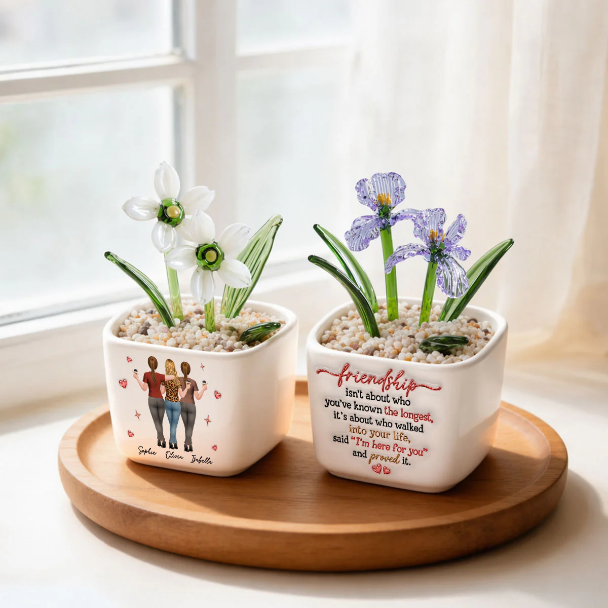 True Friendship - Personalized Custom Glass Birth Month Flower - Image 6