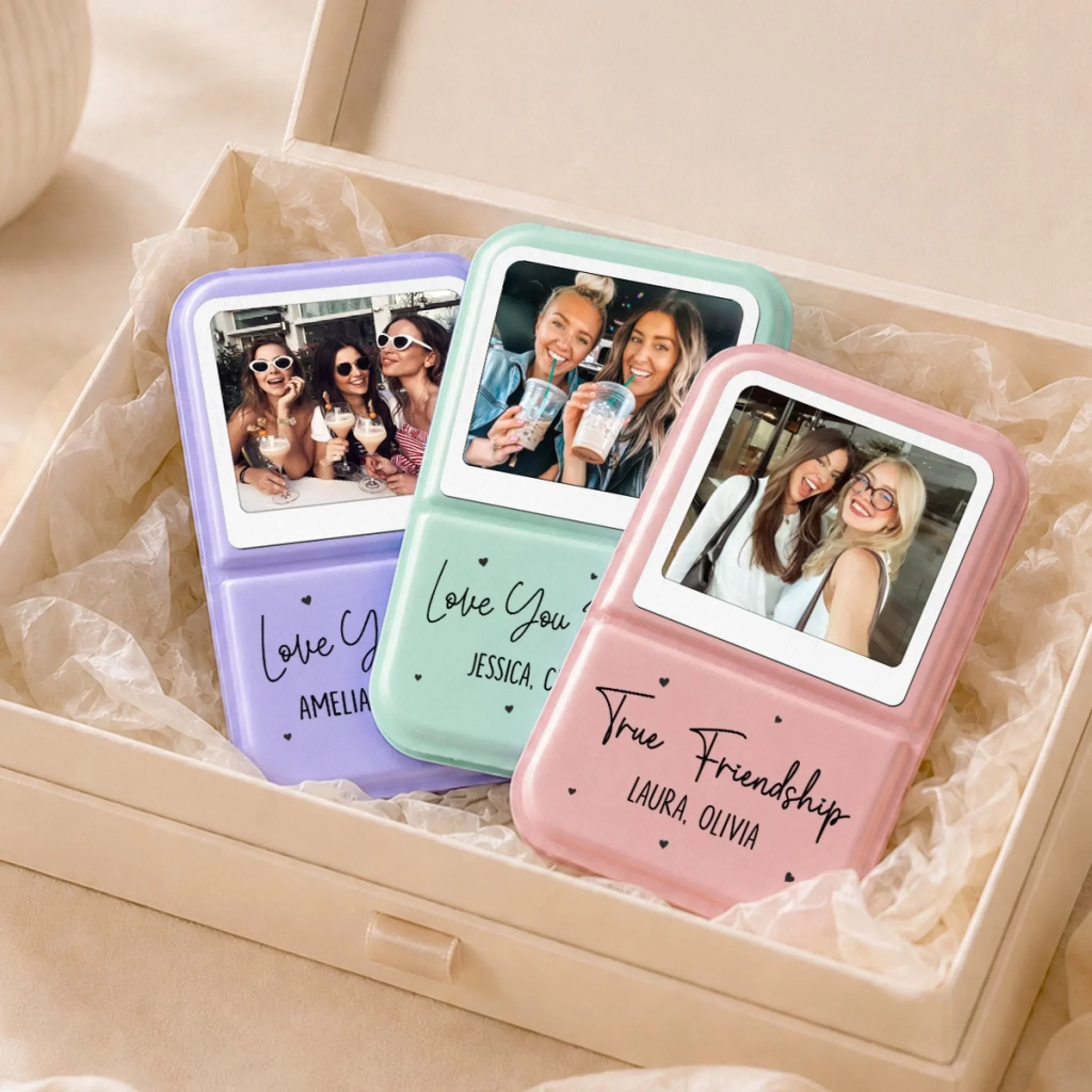 True Friendship - Personalized Custom Pocket Leather Mirror - Image 2