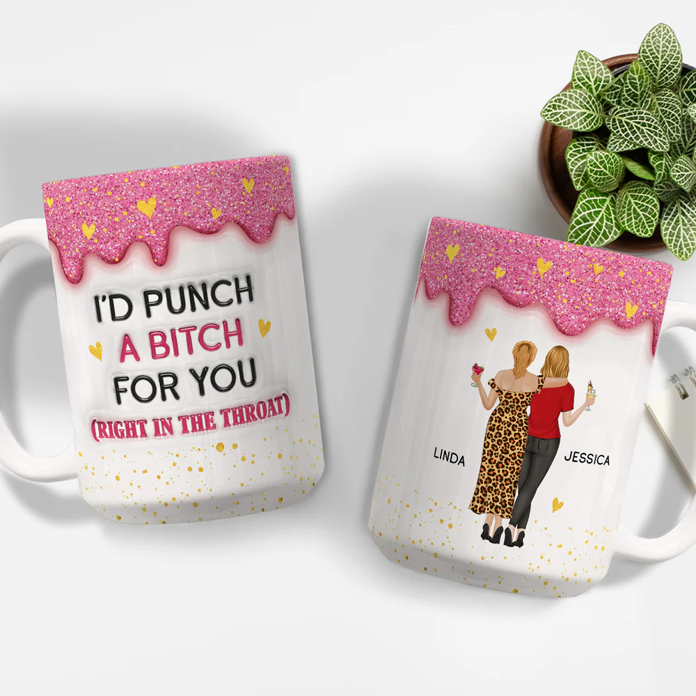 Twinkle Bestie Glitter - Personalized Custom 3D Inflated Effect Mug - Image 6
