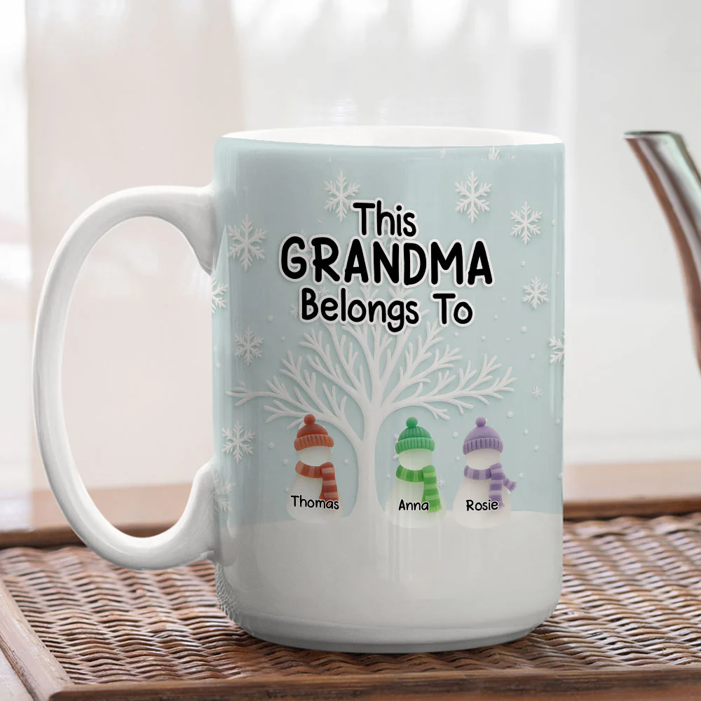 Two Generations One Heart Sea Glass - Personalized Custom 3D Inflated Effect Mug - Image 5