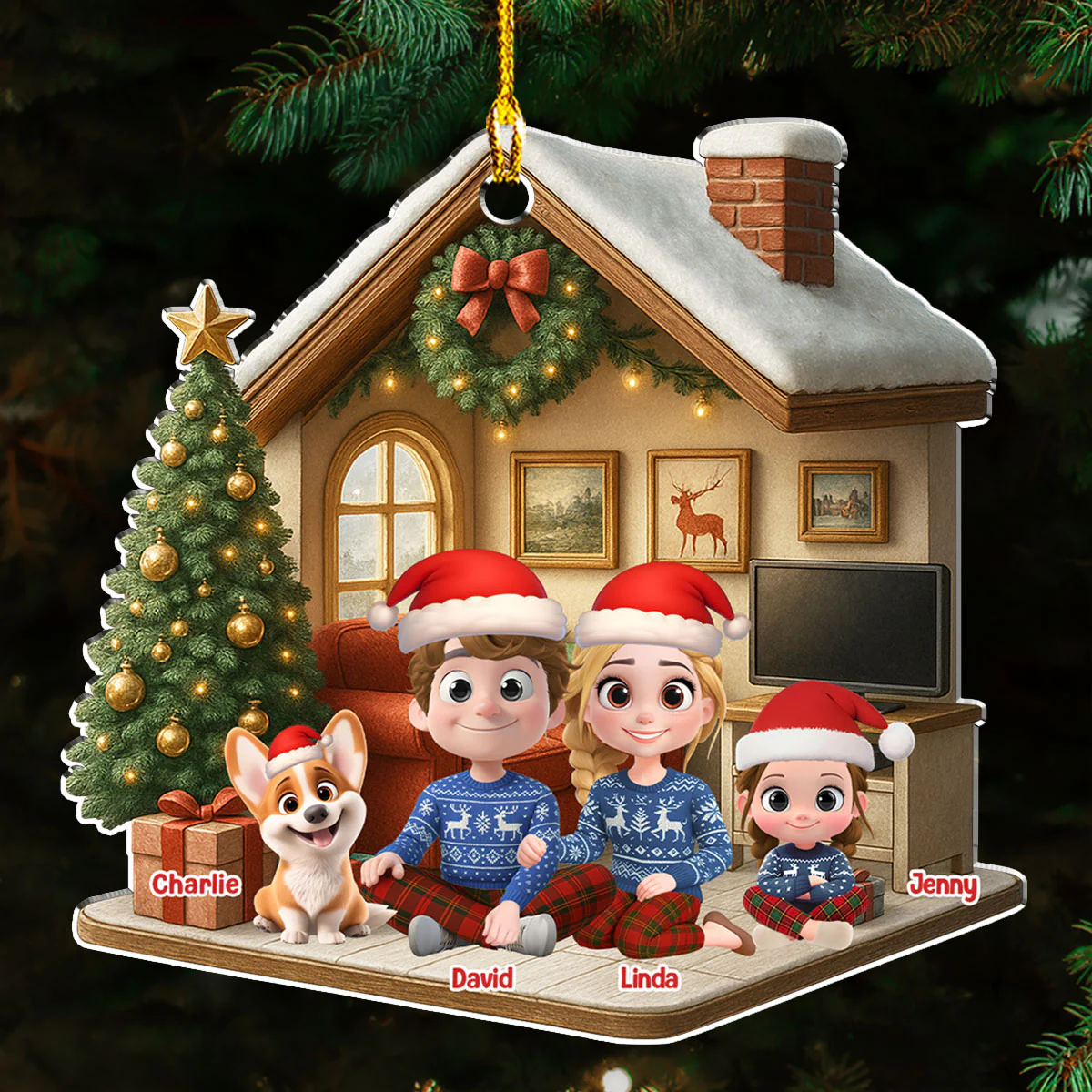 Under A Happy Roof - Personalized Custom 3D Effect Acrylic Ornament