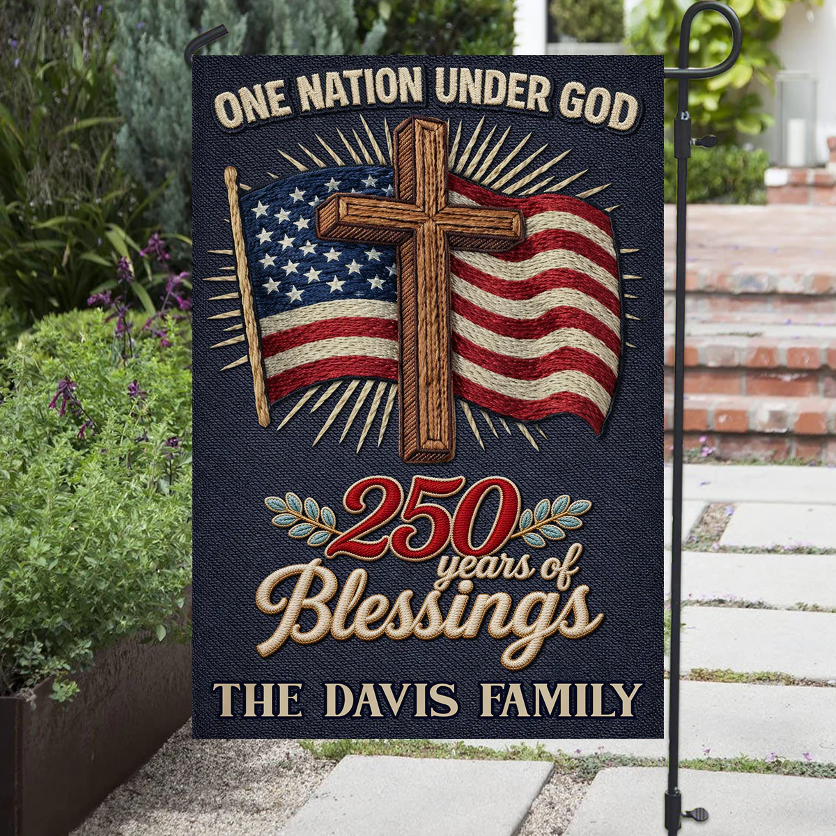 Under Blessings Of God - Personalized 3D Effect Custom Flag - Image 2