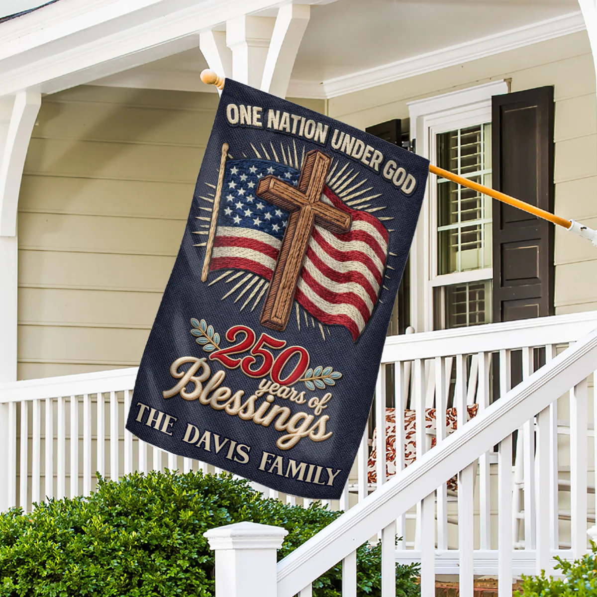 Under Blessings Of God - Personalized 3D Effect Custom Flag - Image 4