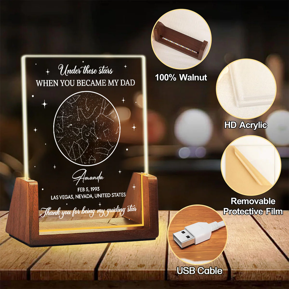 Under These Stars - Personalized Custom Night Light - Image 2