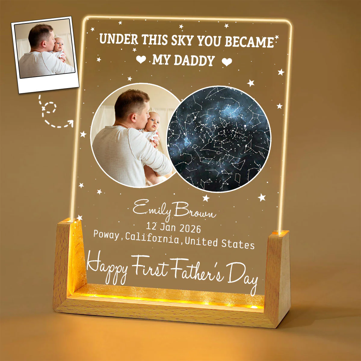 Under This Moon You Became My Daddy 2 - Personalized Custom Night Light