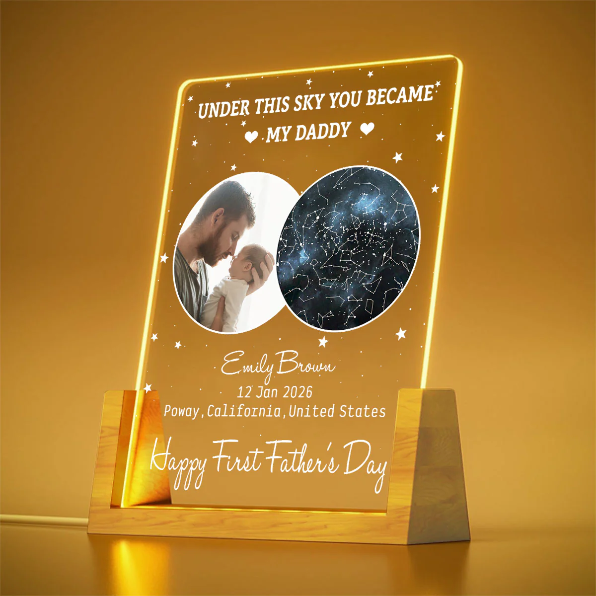 Under This Moon You Became My Daddy 2 - Personalized Custom Night Light - Image 2