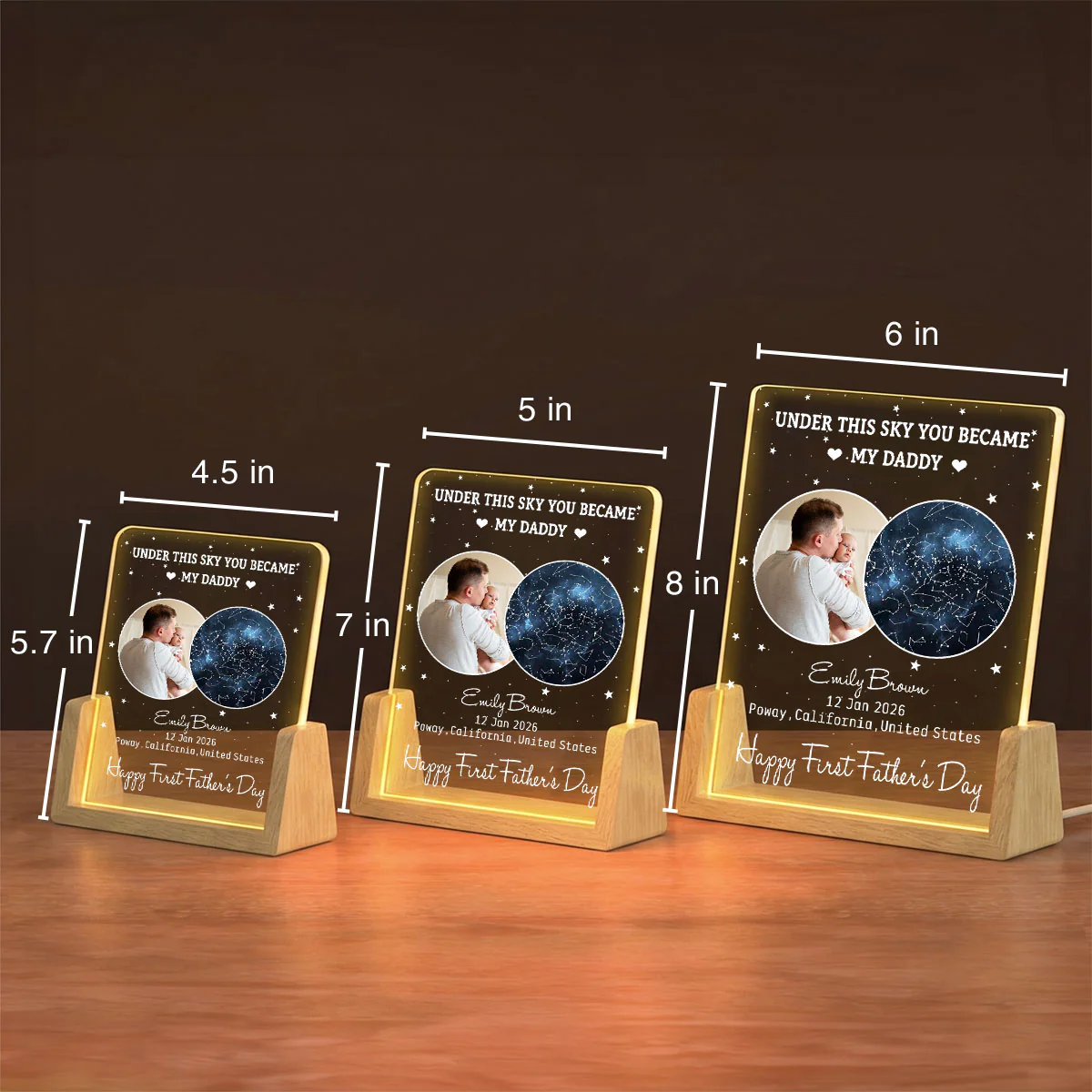 Under This Moon You Became My Daddy 2 - Personalized Custom Night Light - Image 3