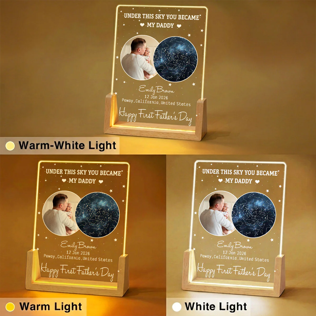 Under This Moon You Became My Daddy 2 - Personalized Custom Night Light - Image 4