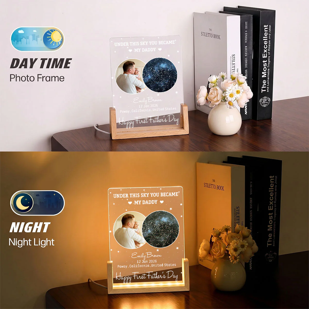 Under This Moon You Became My Daddy 2 - Personalized Custom Night Light - Image 5