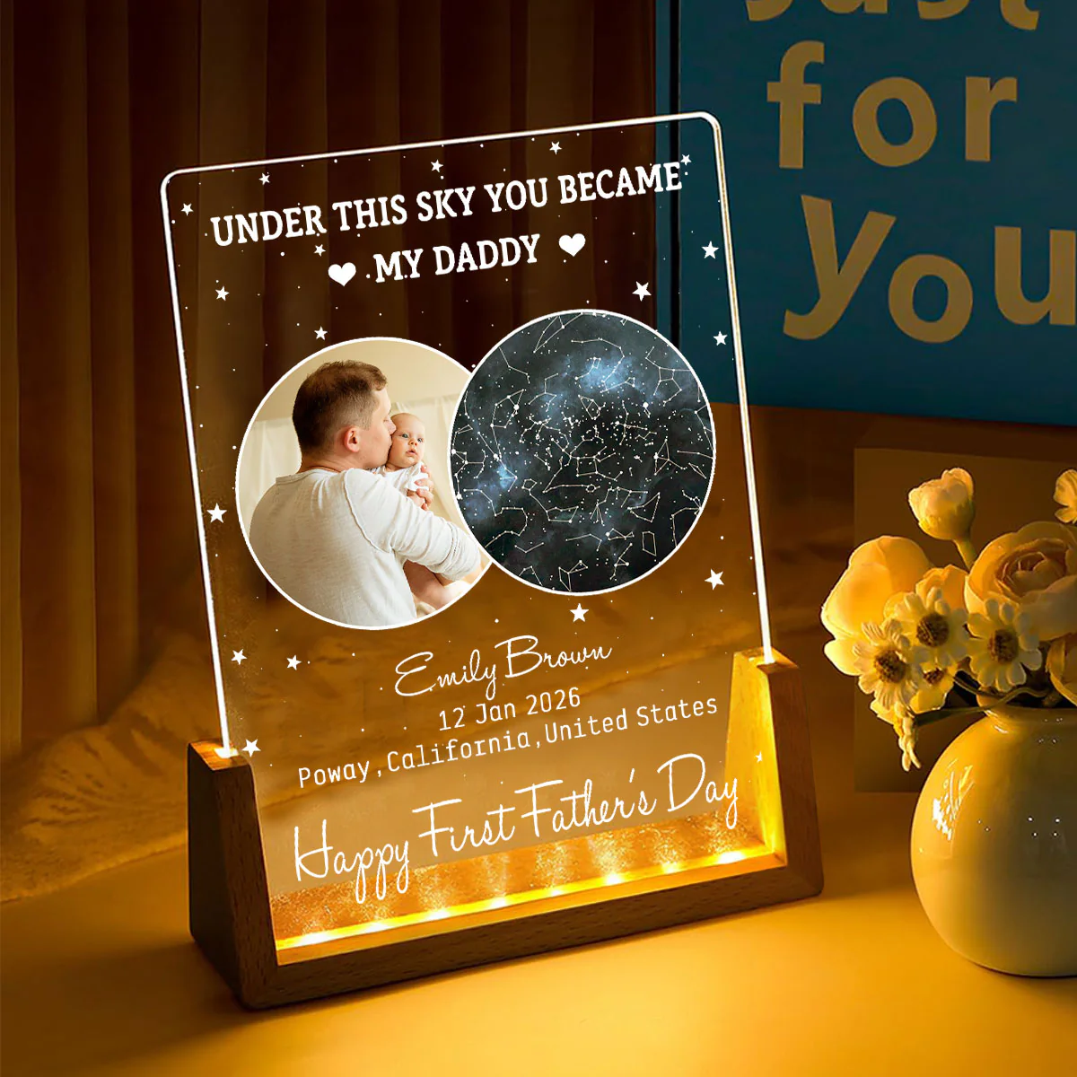 Under This Moon You Became My Daddy - Personalized Custom Night Light - Image 2