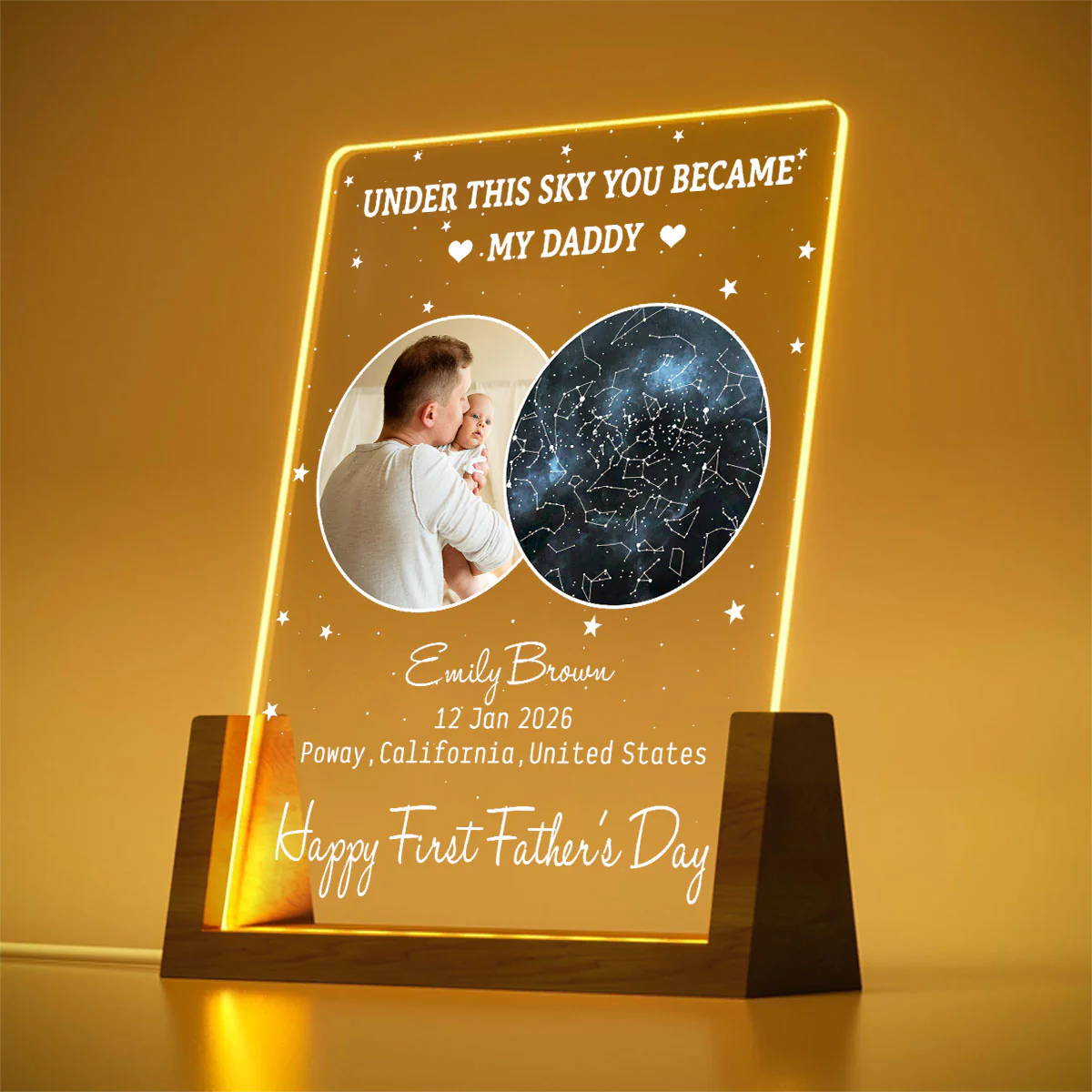 Under This Moon You Became My Daddy - Personalized Custom Night Light - Image 3