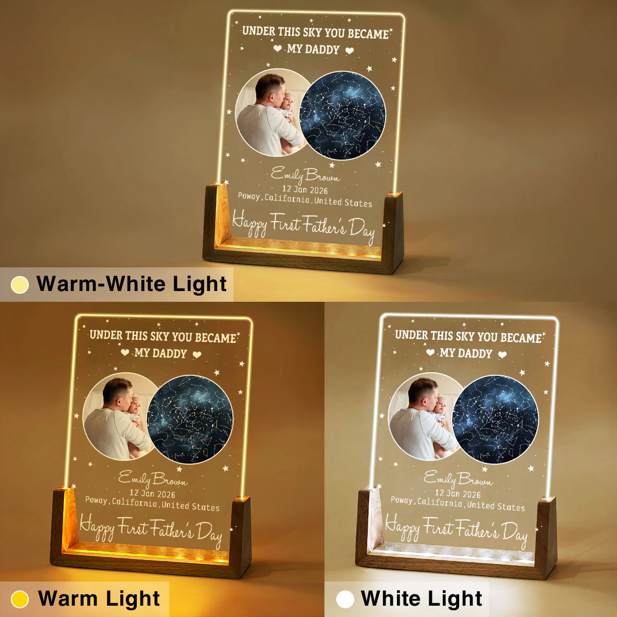 Under This Moon You Became My Daddy - Personalized Custom Night Light - Image 5