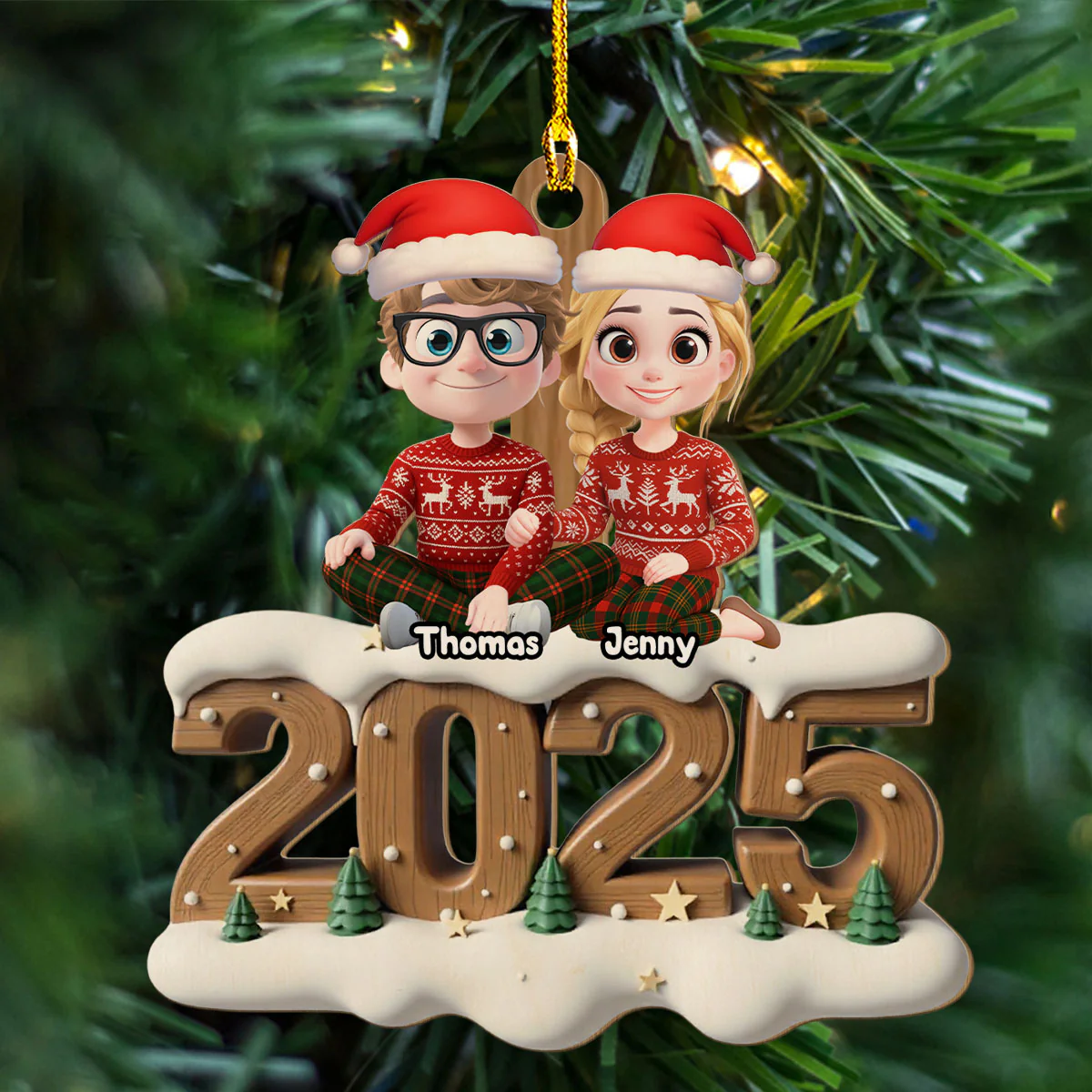 Us From Now Onwards - Personalized Custom 3D Effect Wood Ornament - Image 2