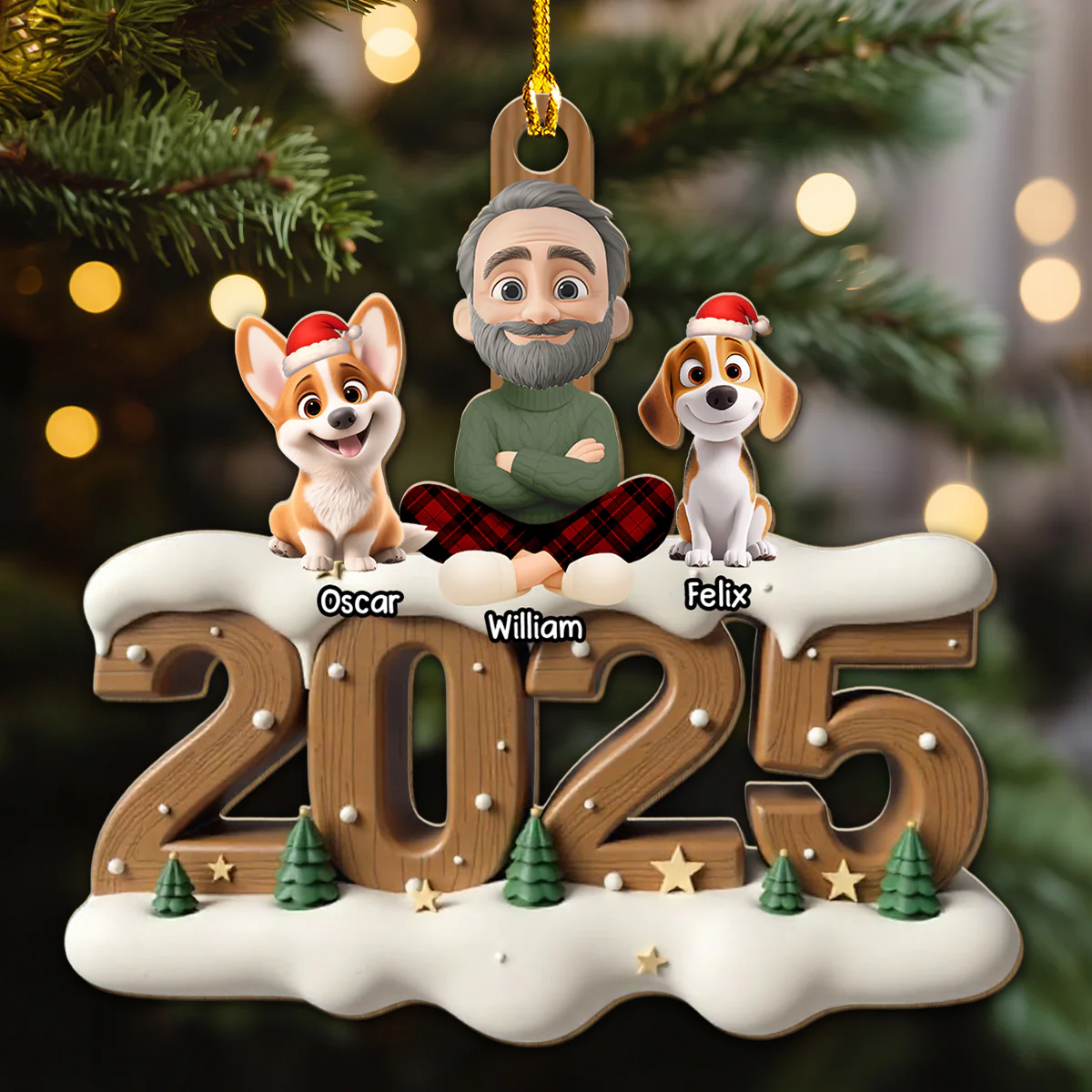 Us From This Year - Personalized Custom 3D Effect Wood Ornament - Image 4