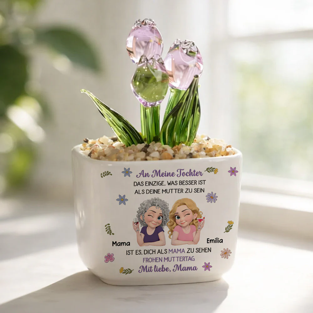 Verbunden Zusammen Cartoon - Personalisierte Glas Ewige Tulpen - Image 2
