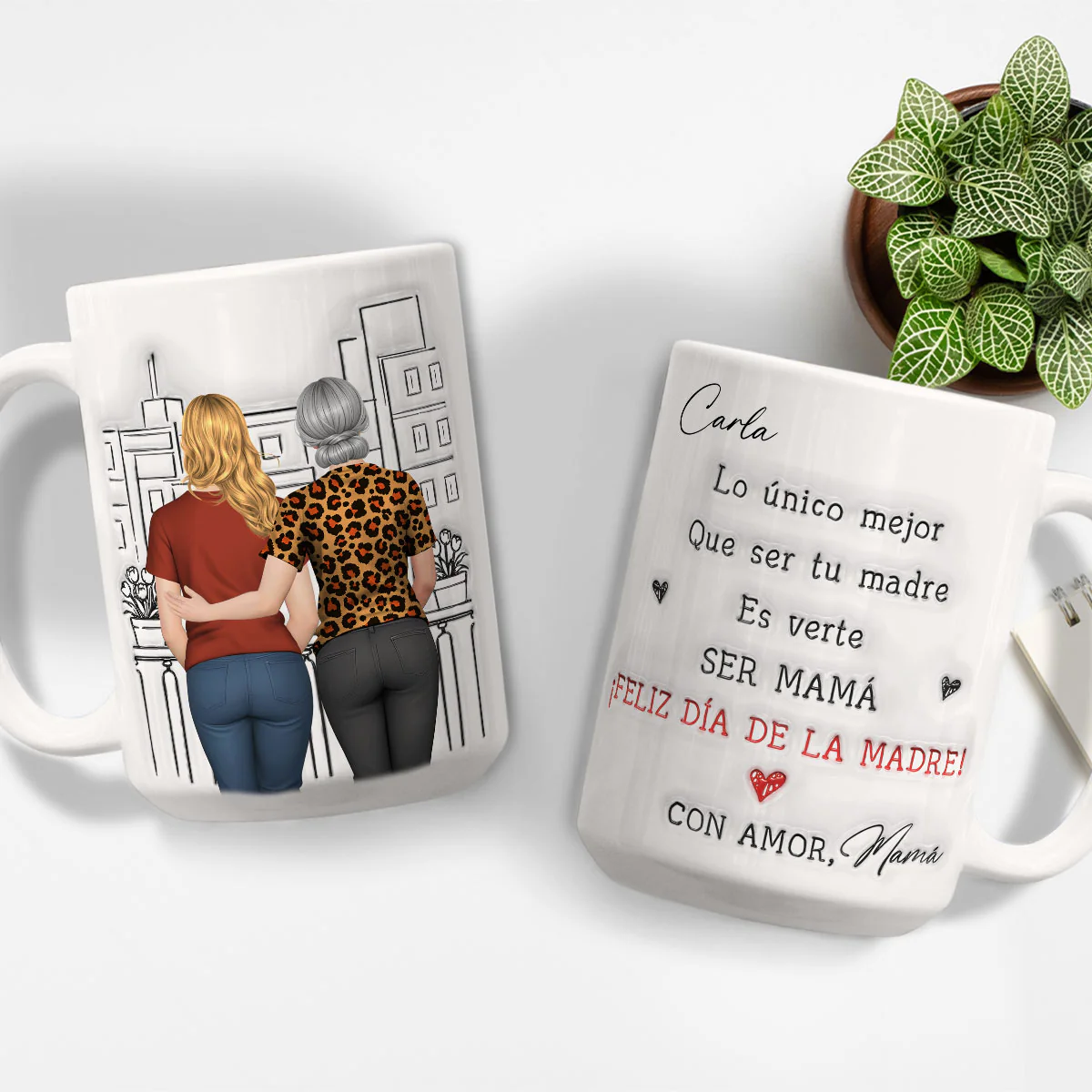 Verte ser una mamá cariñosa - Taza personalizada con efecto inflado 3D - Image 2
