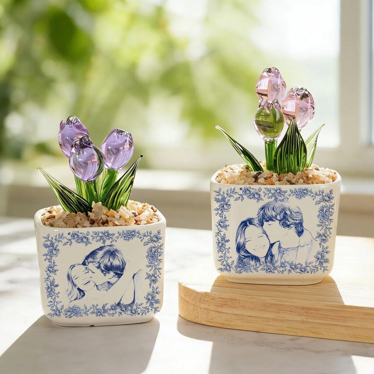 Vintage Couple Photo - Personalized Custom Glass Everlasting Tulips - Image 6