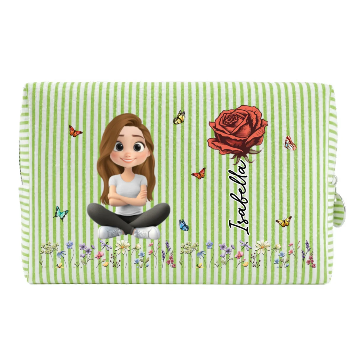 Vintage Floral Soul - Personalized Custom Seersucker Print Makeup Bag - Image 13