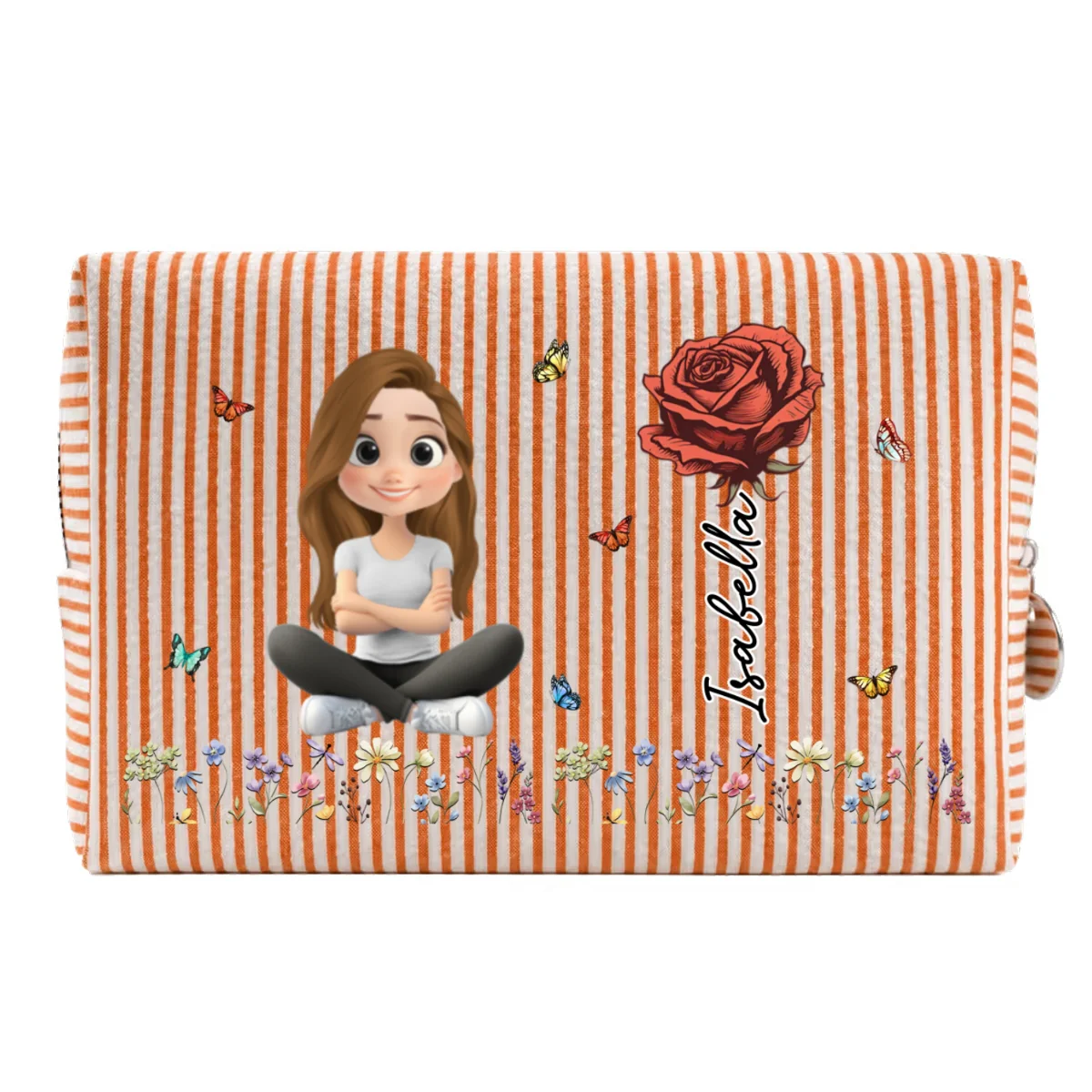 Vintage Floral Soul - Personalized Custom Seersucker Print Makeup Bag - Image 15