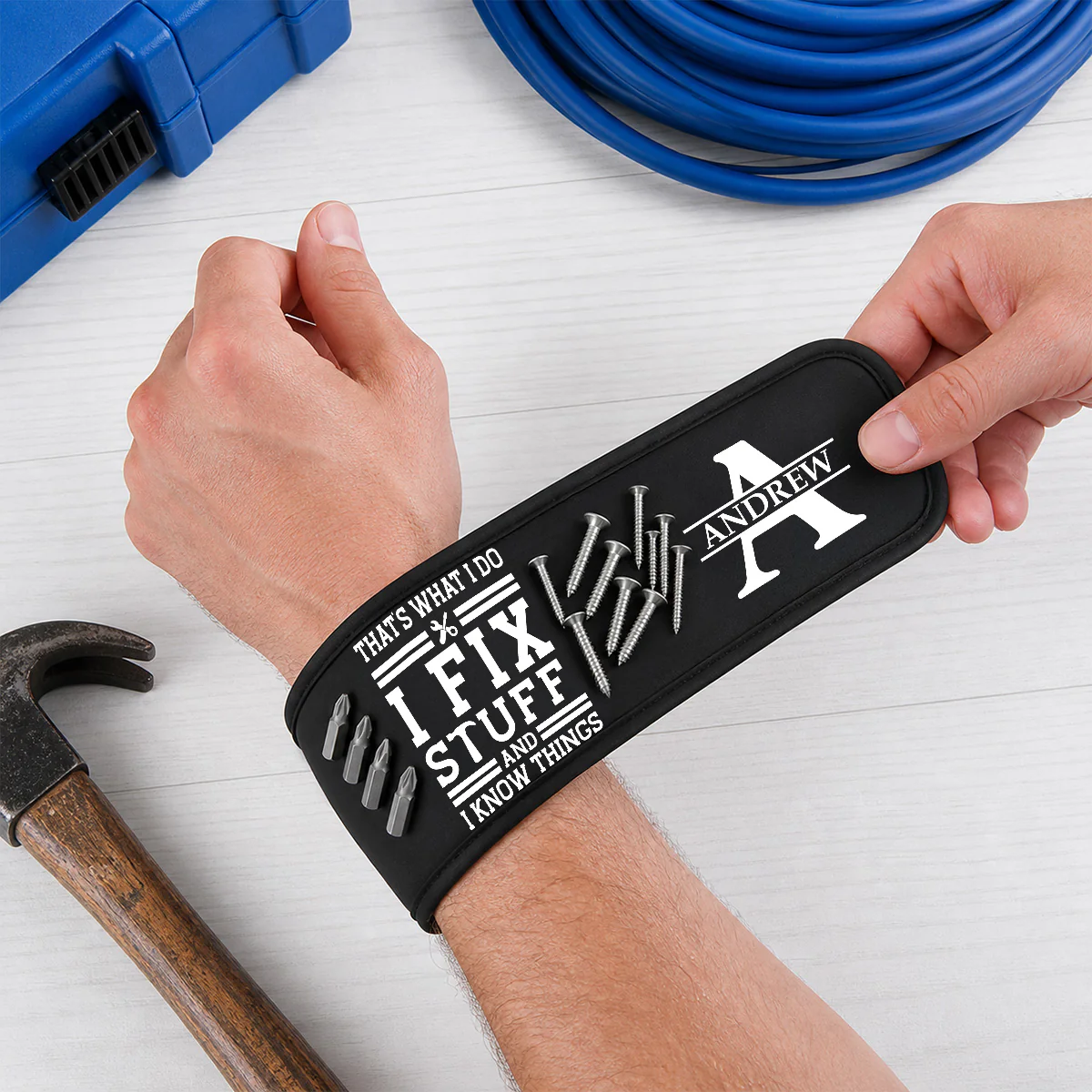 Vintage Monogram - Personalized Custom Magnetic Tool Wristband - Image 3