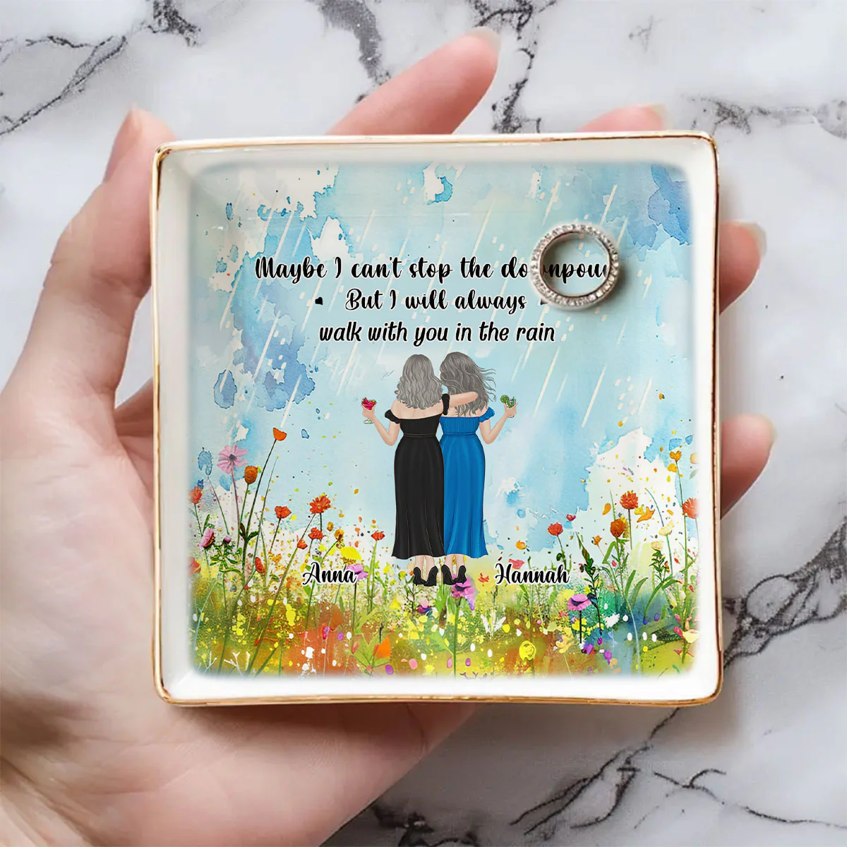 Walk With You In The Rain - Personalized Custom Jewelry Dish - Image 5