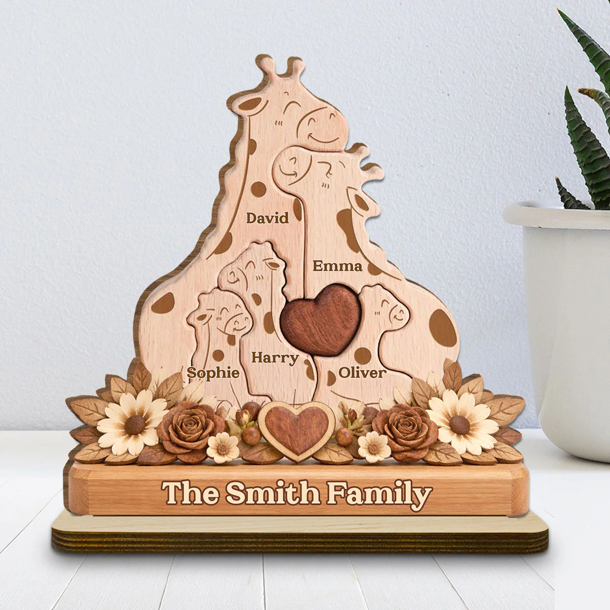 Warm Hug - Personalized Custom 2-Layer Wood Plaque With Flat Base - Image 2