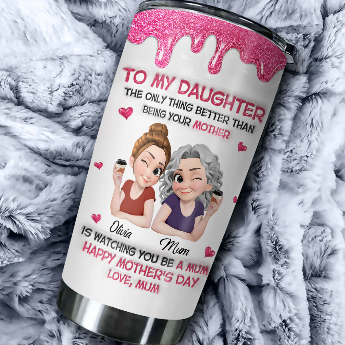 Watching Daughter Be A Mom Version 2 - Personalized Custom 3D Inflated Effect Tumbler - Image 2