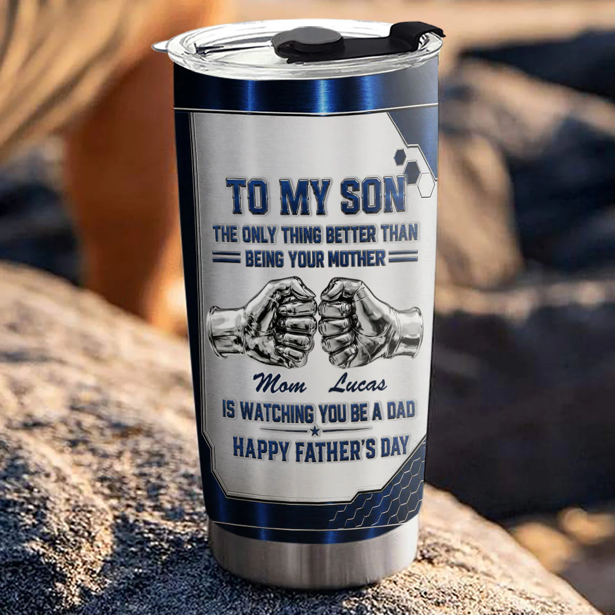 Watching My Son 2 - Personalized Custom 3D Effect Tumbler - Image 3