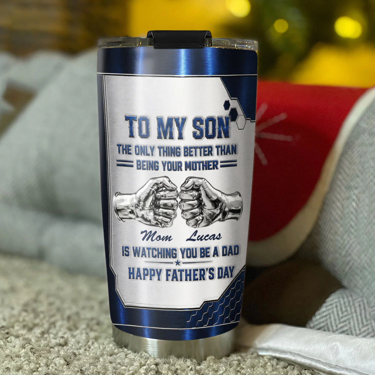 Watching My Son 2 - Personalized Custom 3D Effect Tumbler - Image 4